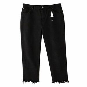 NWT NASTY GAL Ripped Distressed High Waist Black Chewed Hem Jeans Plus Size 24